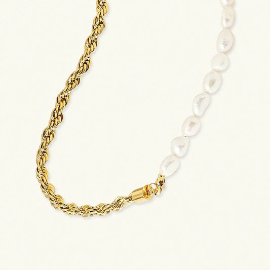[ElanLuxe]Dualia Gold Pearl Necklace