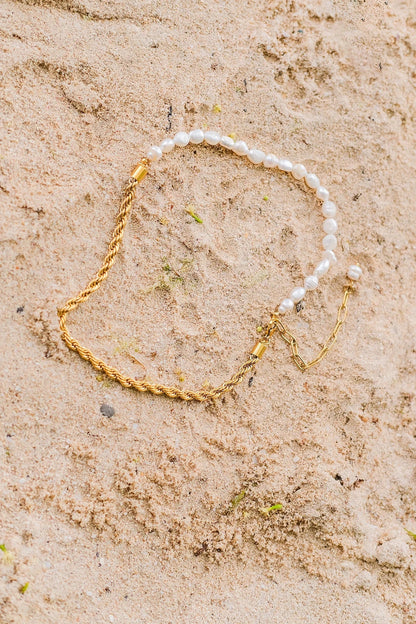 [ElanLuxe]Dualia Gold Pearl Necklace