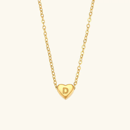 [ElanLuxe]Heart Initial Gold Necklace