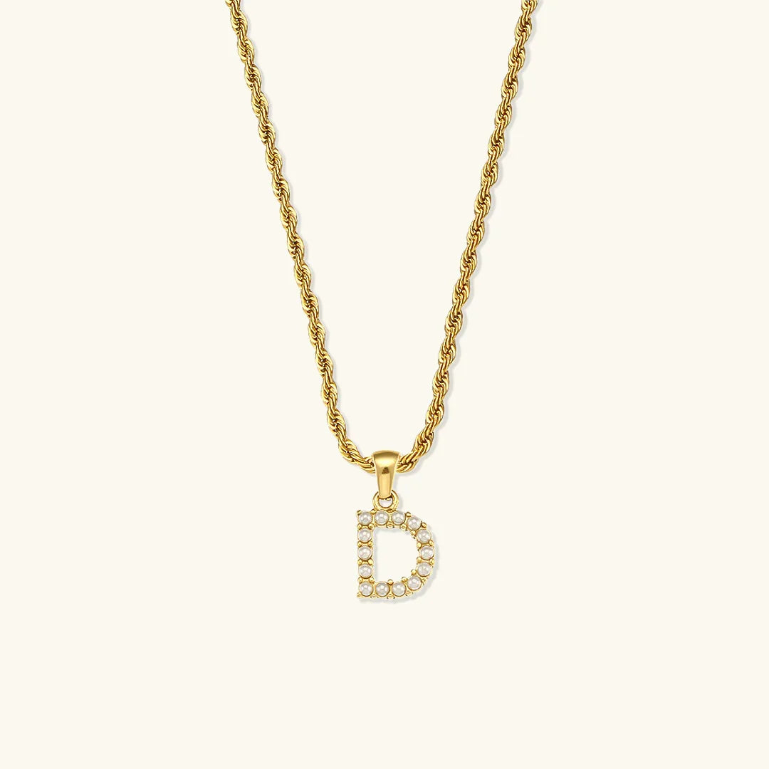 [ElanLuxe]Elodie Initial Letter Pearl Necklace