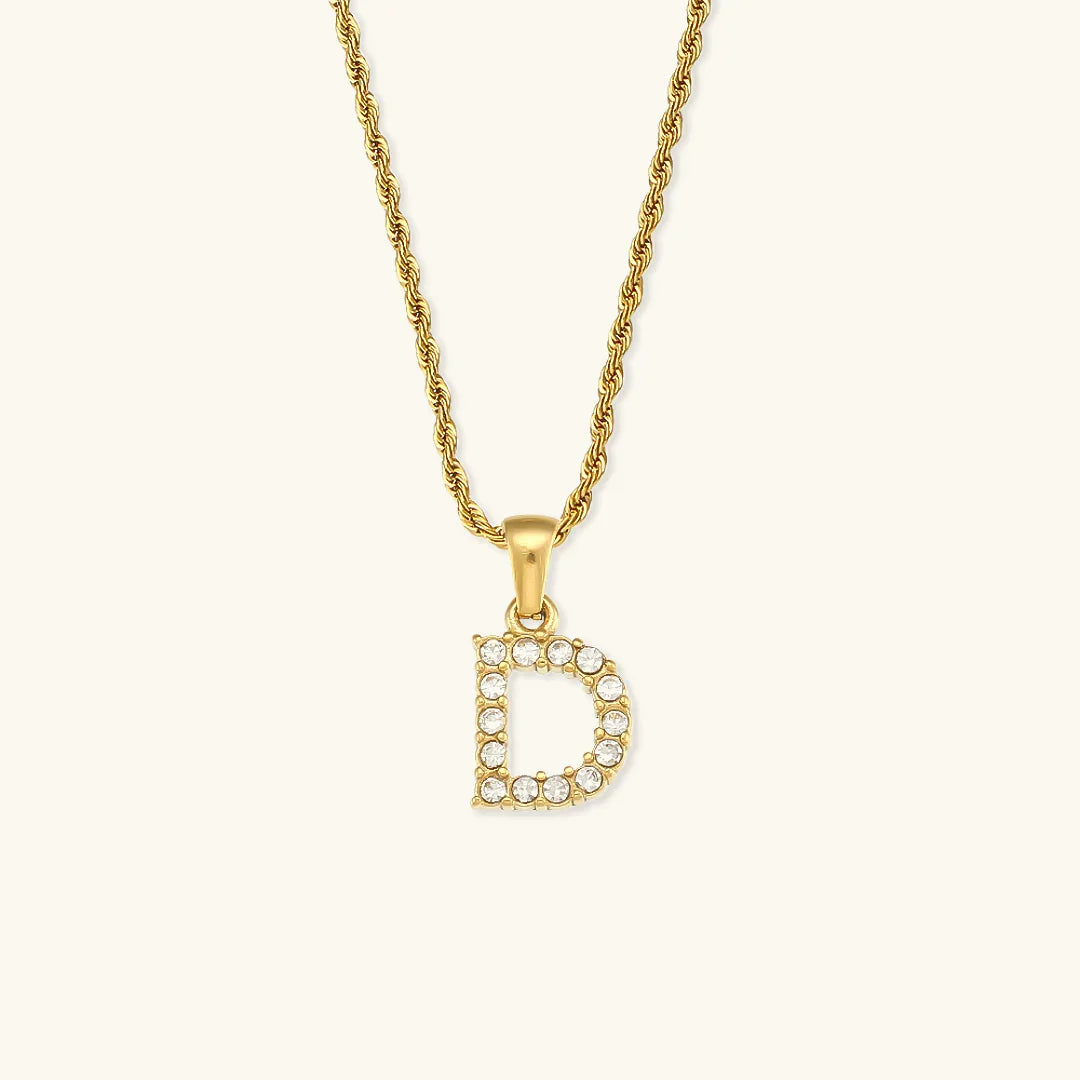 [ElanLuxe]Maeve Letter Initial Diamond Necklace