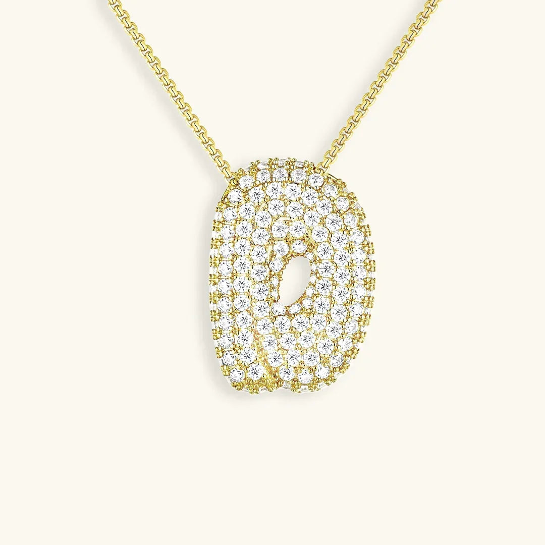 [ElanLuxe]Bubble Initial Diamond Necklace