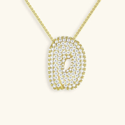 [ElanLuxe]Bubble Initial Diamond Necklace