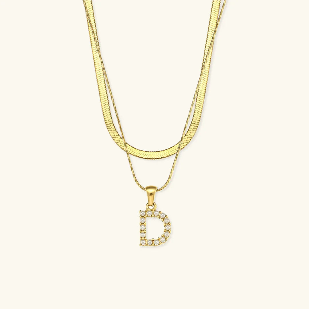 [ElanLuxe]Fiona Layered Gold Initial Letter Necklace
