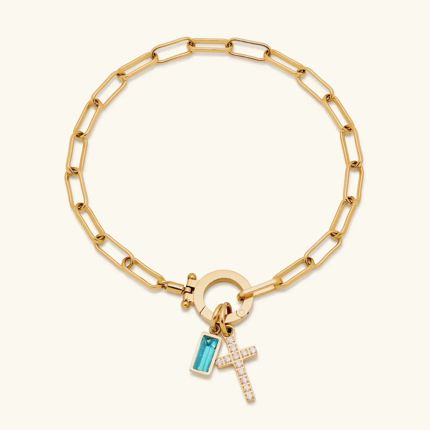[ElanLuxe]Annabella Birthstone Cross Bracelet