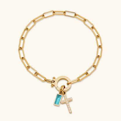 [ElanLuxe]Annabella Birthstone Cross Bracelet