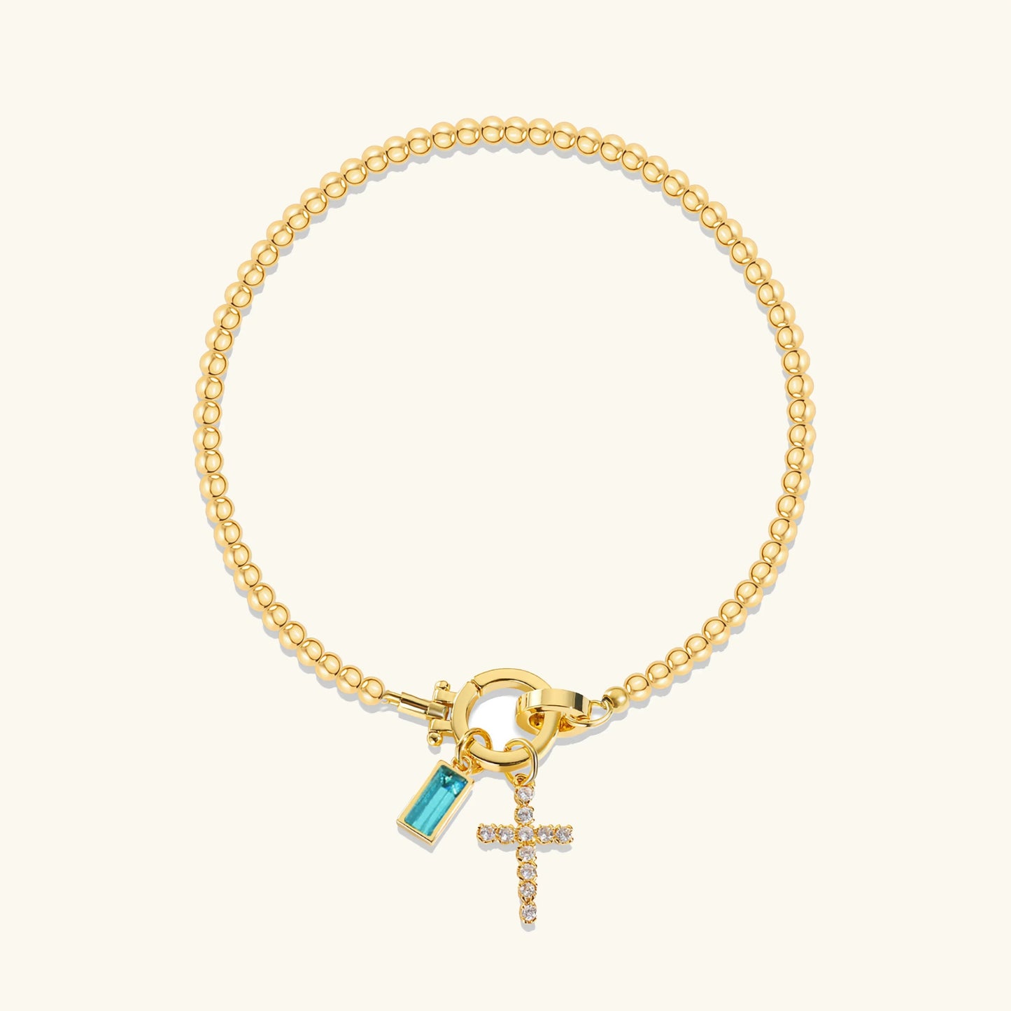 [ElanLuxe]Amalia Birthstone Cross Bracelet