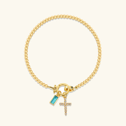 [ElanLuxe]Amalia Birthstone Cross Bracelet