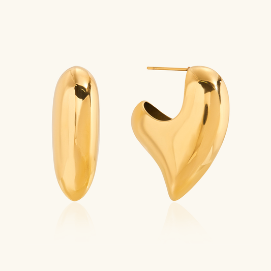 [ElanLuxe]Aimee Chunky Heart Gold Earrings