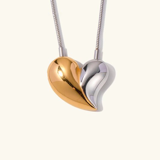 [ElanLuxe]Dorothea Two Tone Heart Necklace