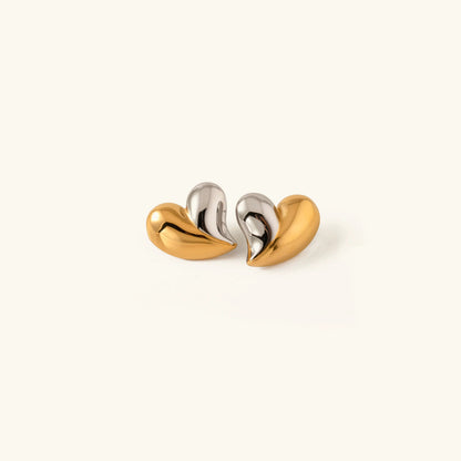 [ElanLuxe]Dorothea Two Tone Heart Earrings