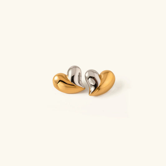 [ElanLuxe]Dorothea Two Tone Heart Earrings
