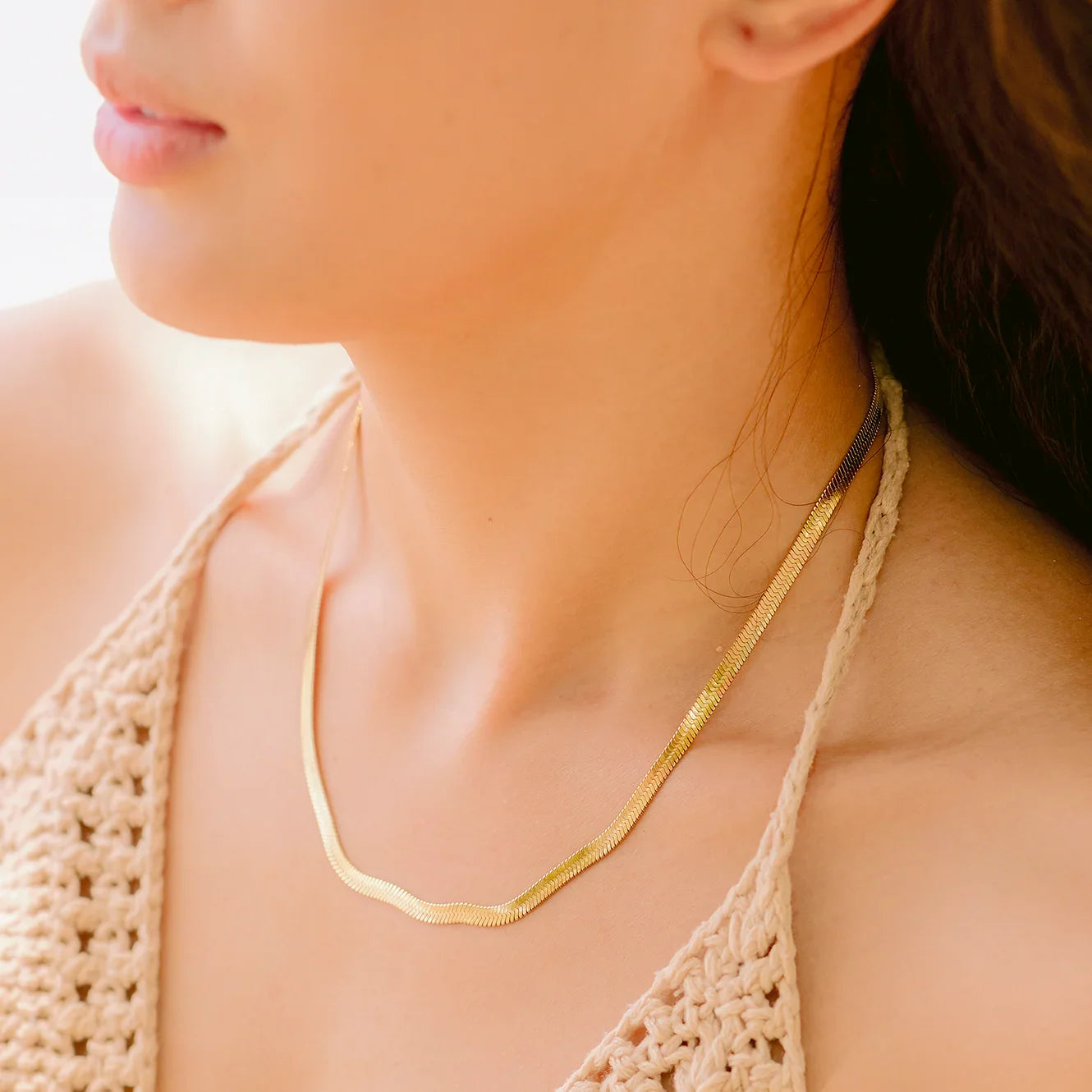 [ElanLuxe]Elysian Gold Herringbone Necklace