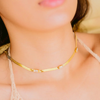 [ElanLuxe]Eve Herringbone Gold Necklace