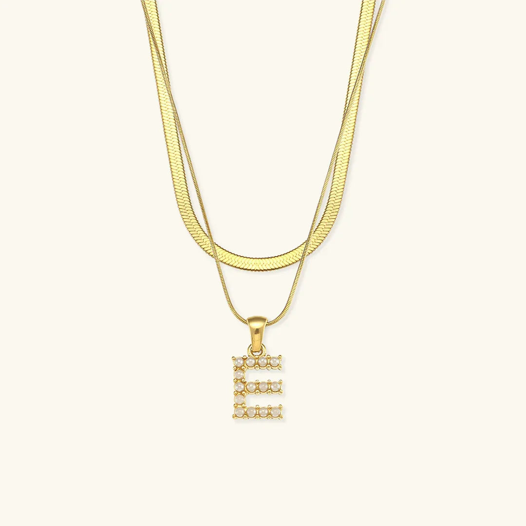[ElanLuxe]Fiona Layered Gold Initial Letter Necklace