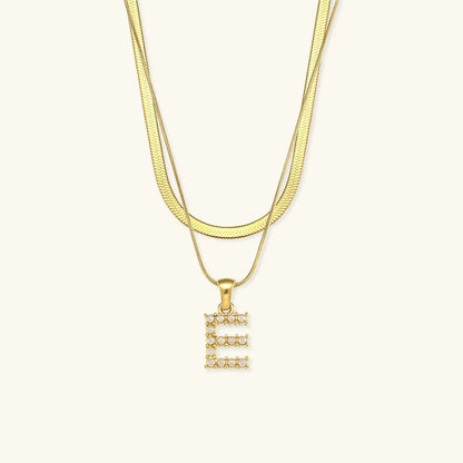 [ElanLuxe]Fiona Layered Gold Initial Letter Necklace