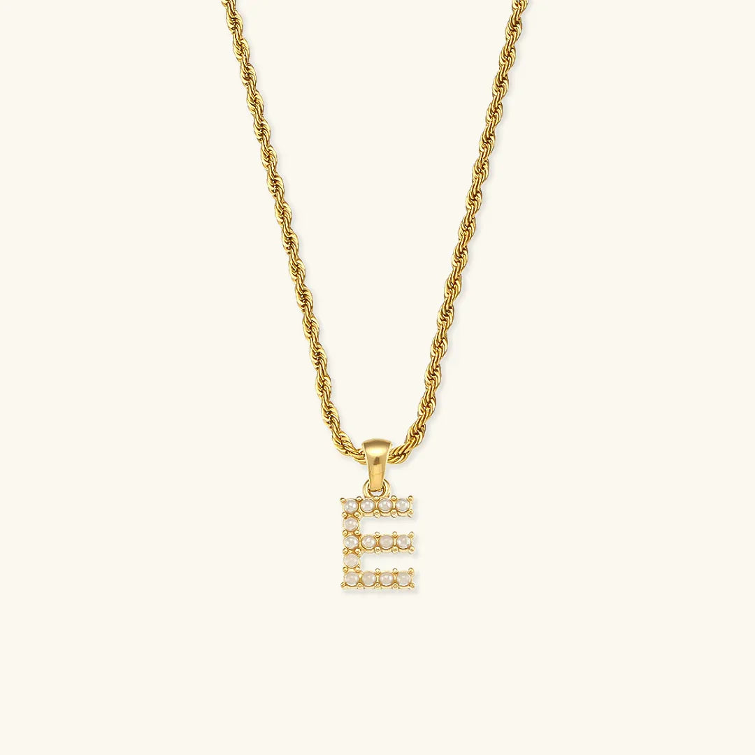 [ElanLuxe]Elodie Initial Letter Pearl Necklace