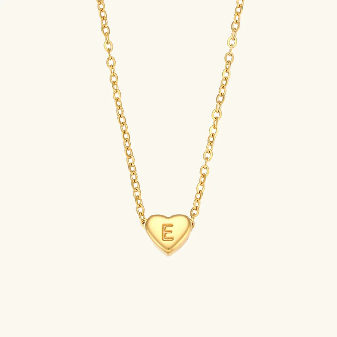 [ElanLuxe]Heart Initial Gold Necklace