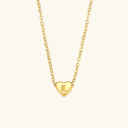 [ElanLuxe]Heart Initial Gold Necklace