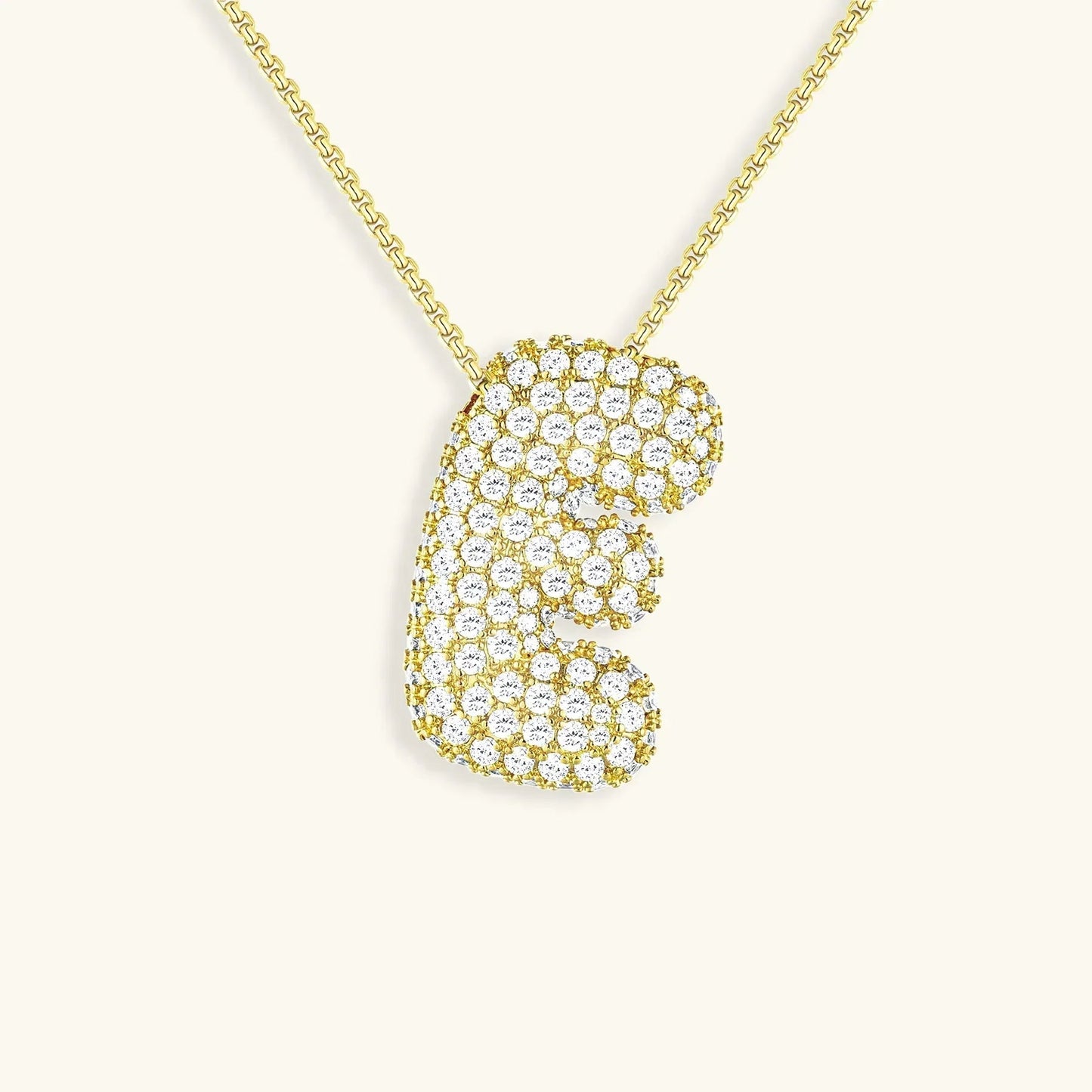 [ElanLuxe]Bubble Initial Diamond Necklace