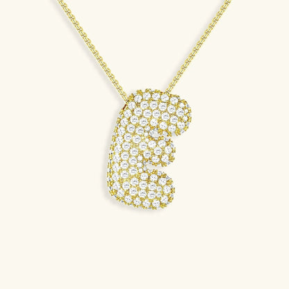 [ElanLuxe]Bubble Initial Diamond Necklace