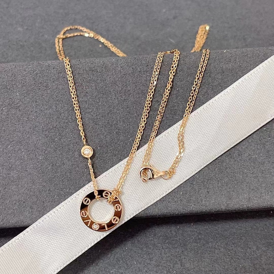 [ElanLuxe Jewelry]LOVE NECKLACE 16MM 2 DIAMONDS