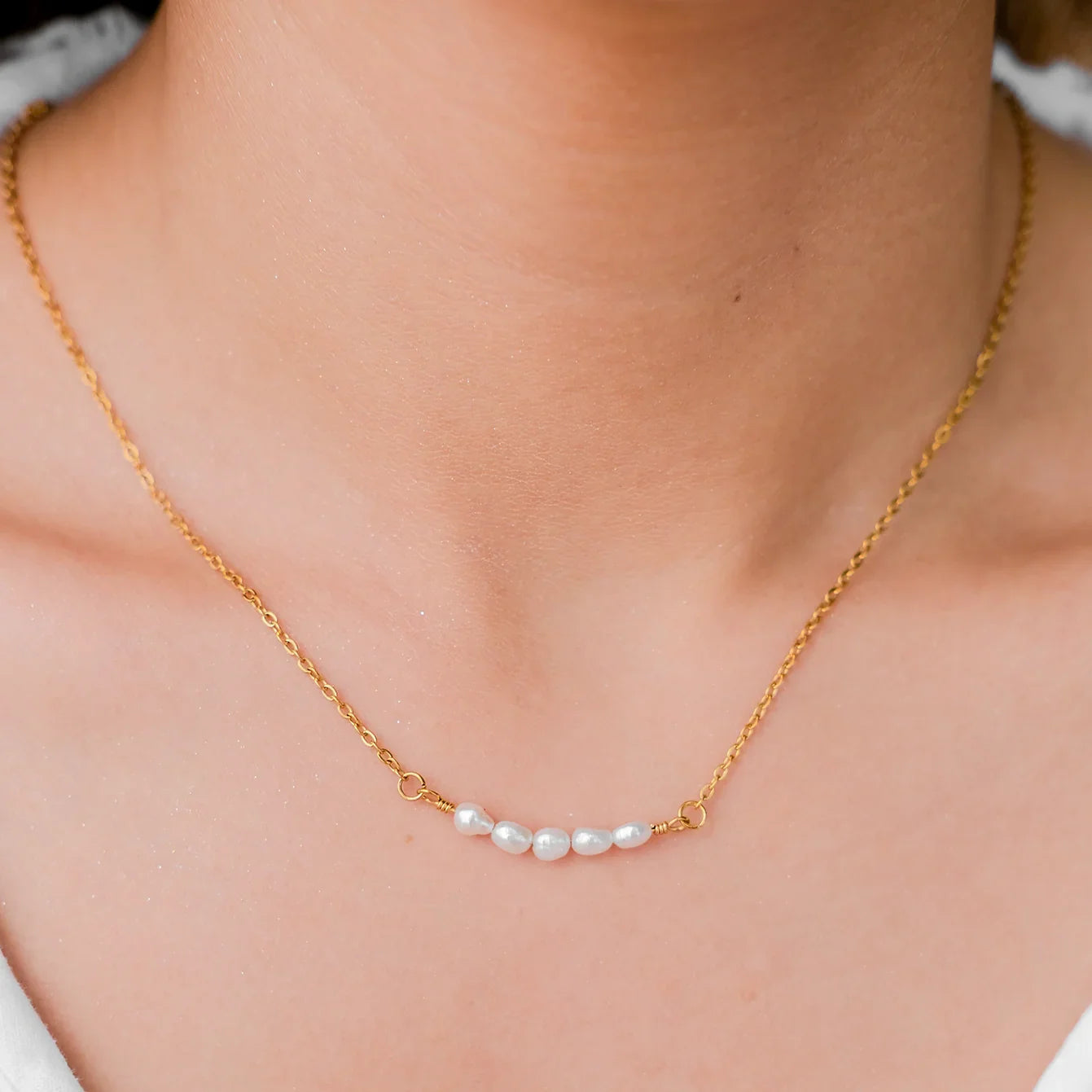 [ElanLuxe]Fleur Freshwater Pearl Gold Necklace