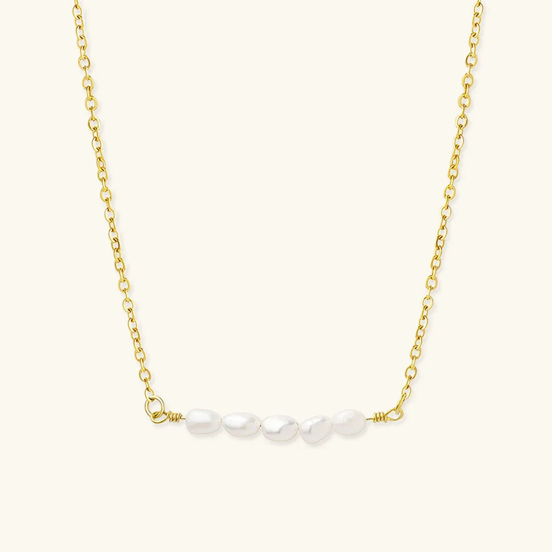 [ElanLuxe]Fleur Freshwater Pearl Gold Necklace