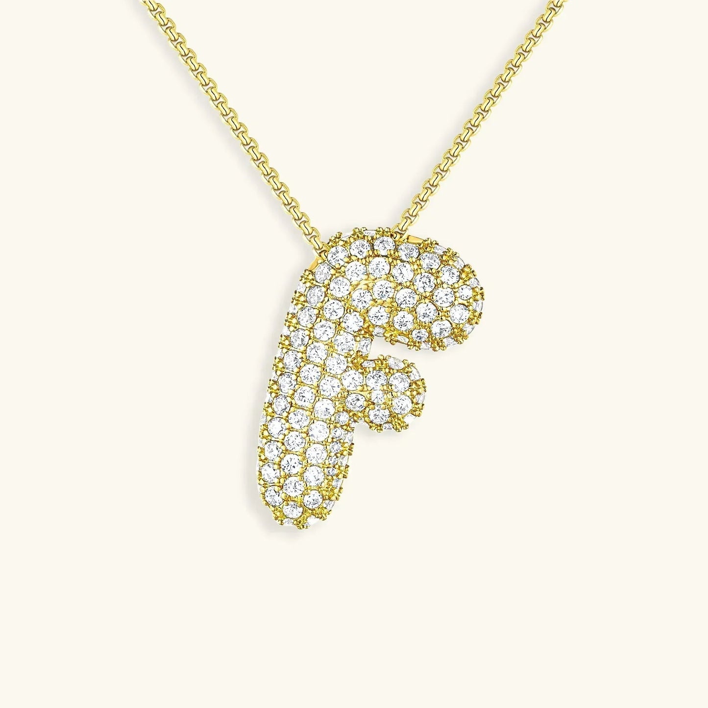 [ElanLuxe]Bubble Initial Diamond Necklace