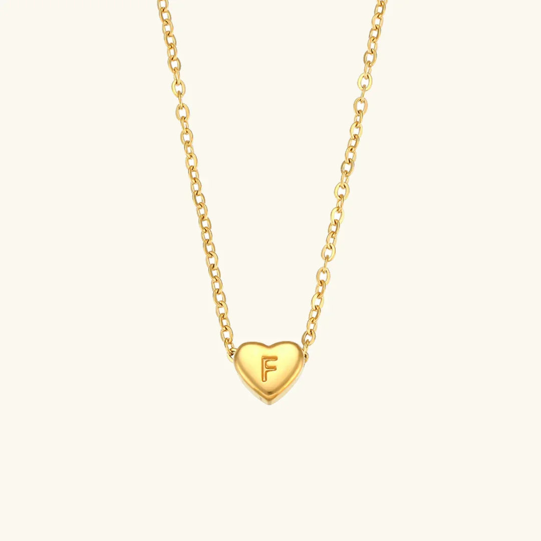 [ElanLuxe]Heart Initial Gold Necklace