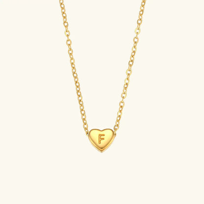 [ElanLuxe]Heart Initial Gold Necklace