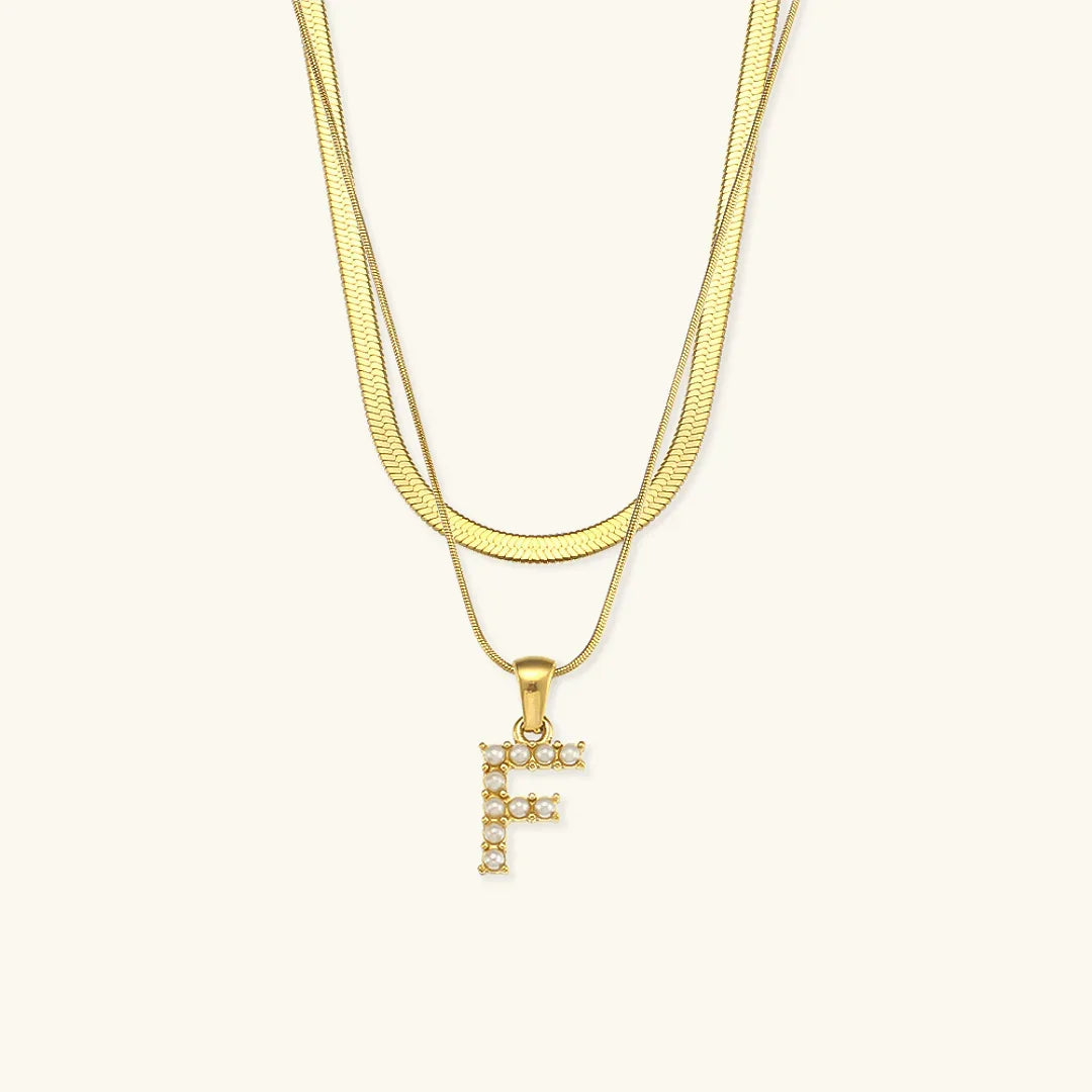 [ElanLuxe]Fiona Layered Gold Initial Letter Necklace