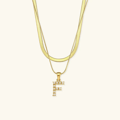 [ElanLuxe]Fiona Layered Gold Initial Letter Necklace