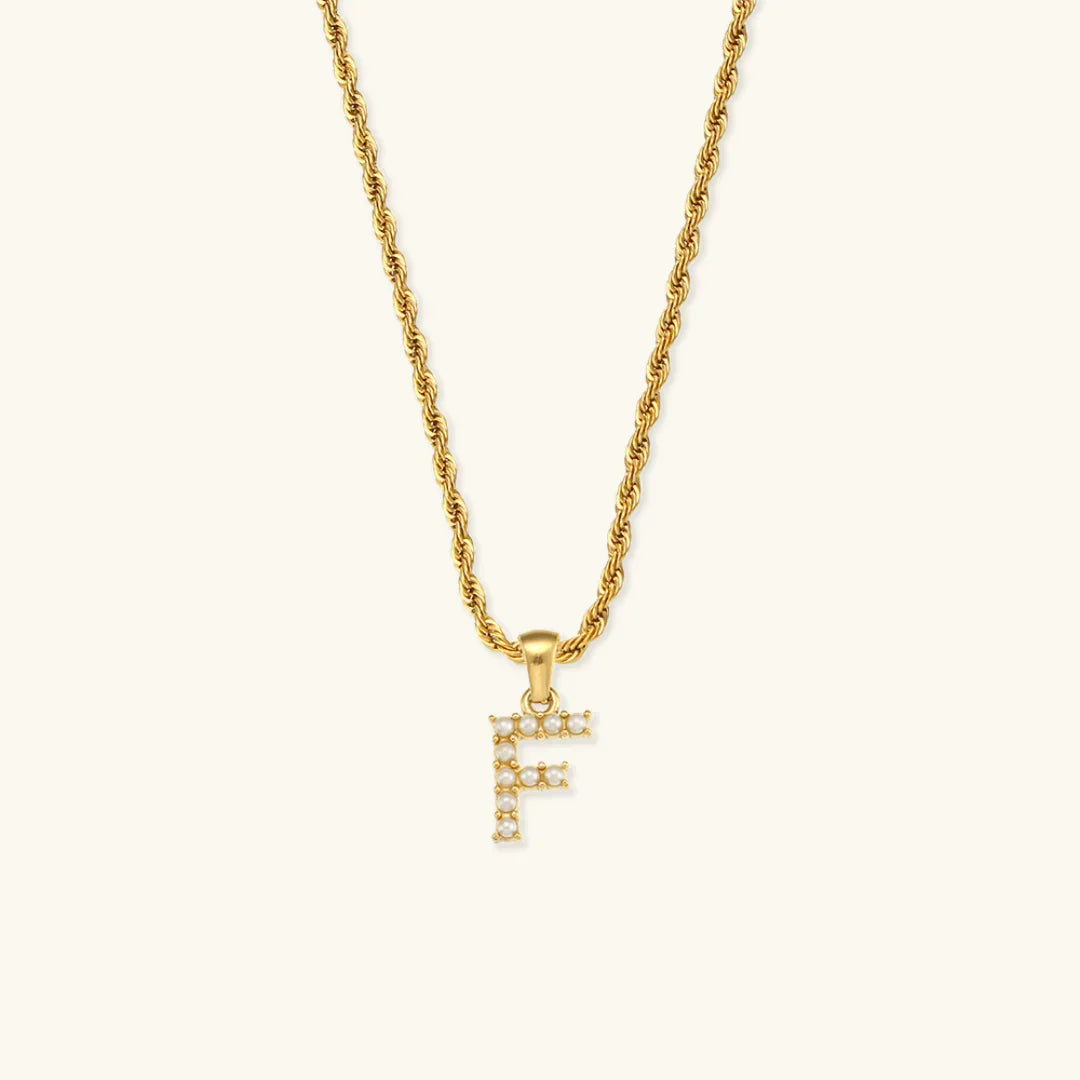 [ElanLuxe]Elodie Initial Letter Pearl Necklace