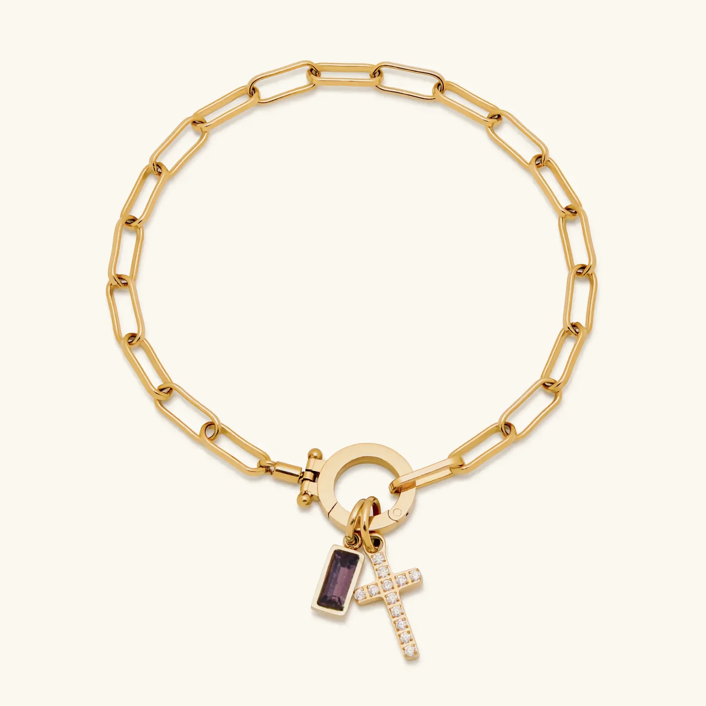 [ElanLuxe]Annabella Birthstone Cross Bracelet