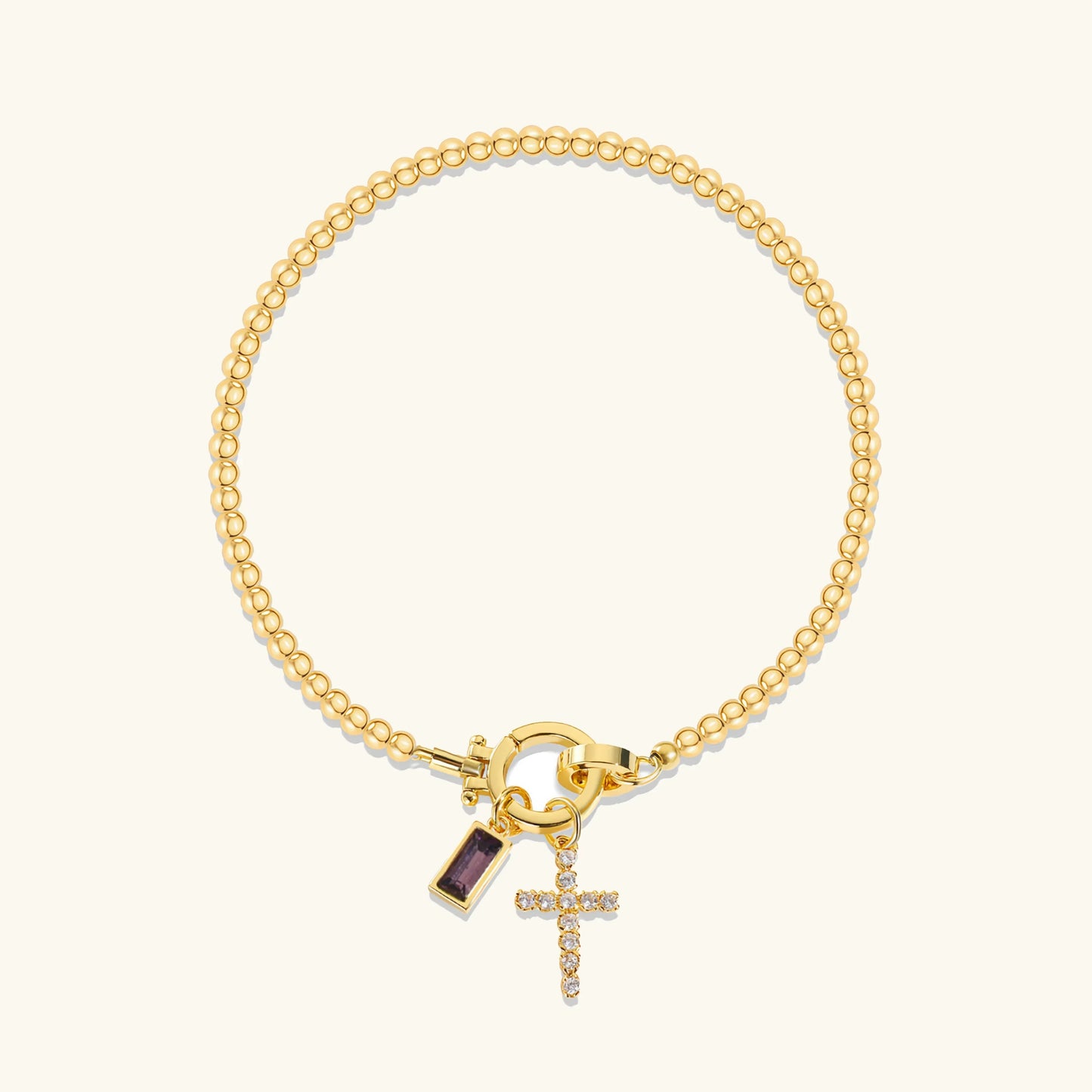 [ElanLuxe]Amalia Birthstone Cross Bracelet