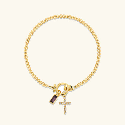 [ElanLuxe]Amalia Birthstone Cross Bracelet