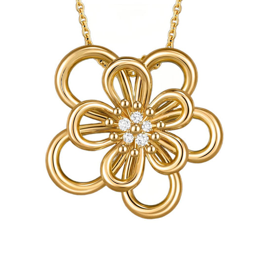 [Elanluxe Jewelry]FLOWERLACE NECKLACE 5 DIAMONDS