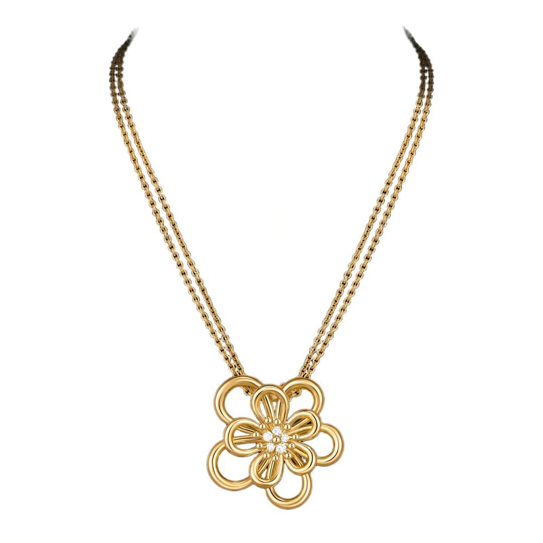 [Elanluxe Jewelry]FLOWERLACE NECKLACE 5 DIAMONDS