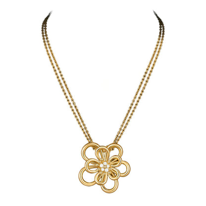 [Elanluxe Jewelry]FLOWERLACE NECKLACE 5 DIAMONDS