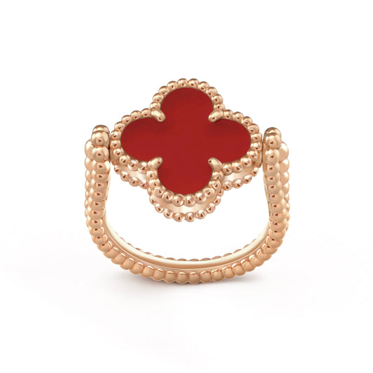 [ElanLuxe Jewelry]CLOVER RIVERSIBLE PINK GOLD RING