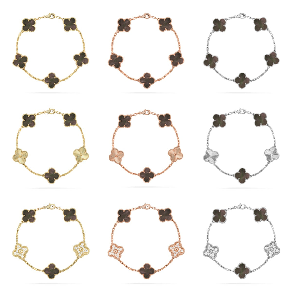 [ElanLuxe Jewelry] CLOVER 5 MOTIF GRAY MOP BRACELET COLLECTION