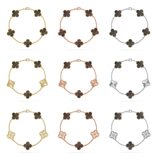 [ElanLuxe Jewelry] CLOVER 5 MOTIF GRAY MOP BRACELET COLLECTION