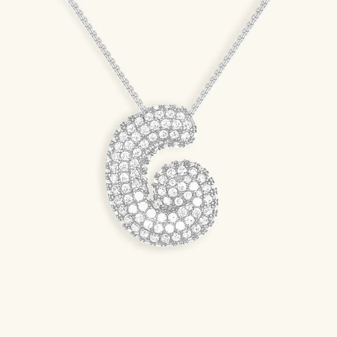 [ElanLuxe]Bubble Initial Diamond Necklace