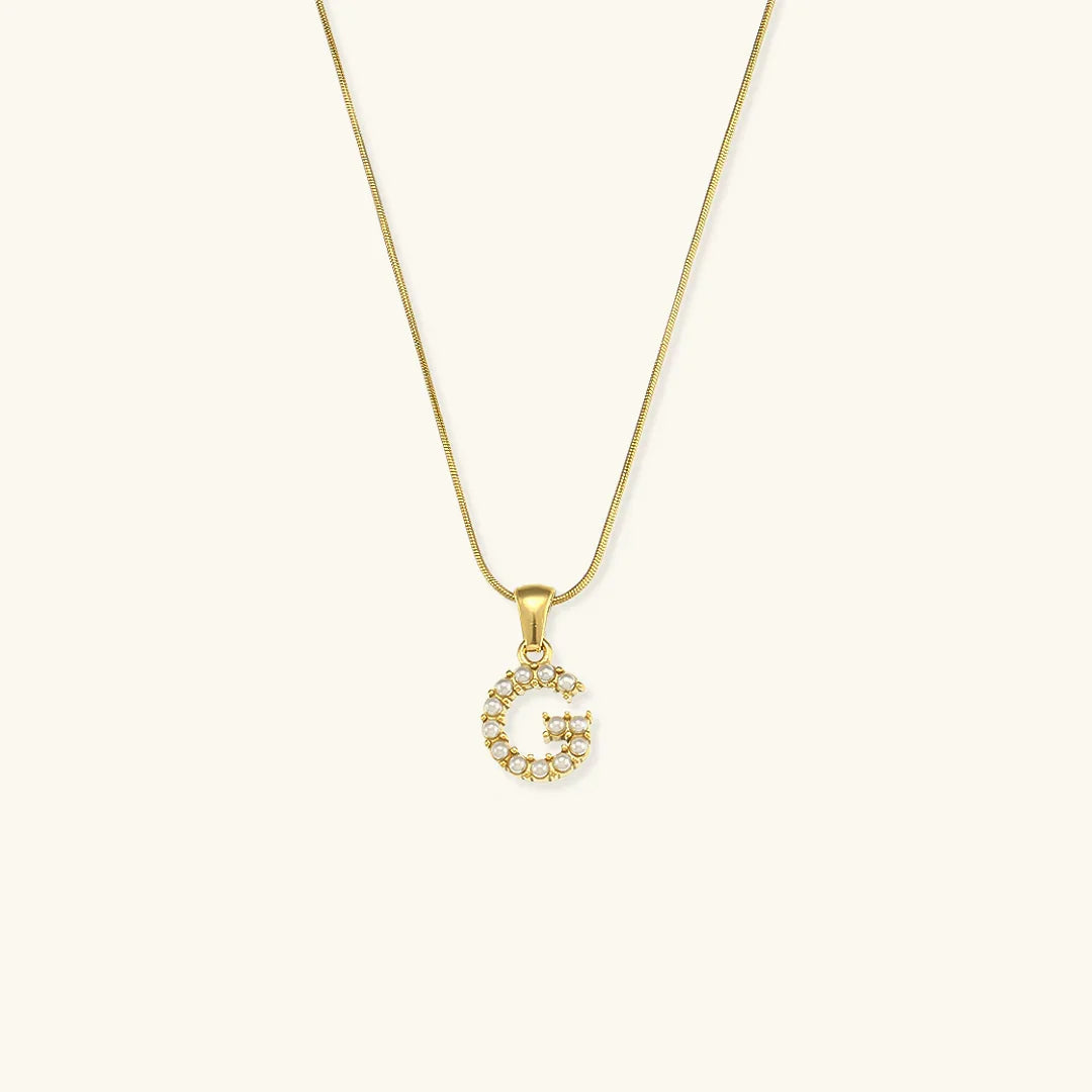 [ElanLuxe]Augustine Initial Letter Pearl Necklace