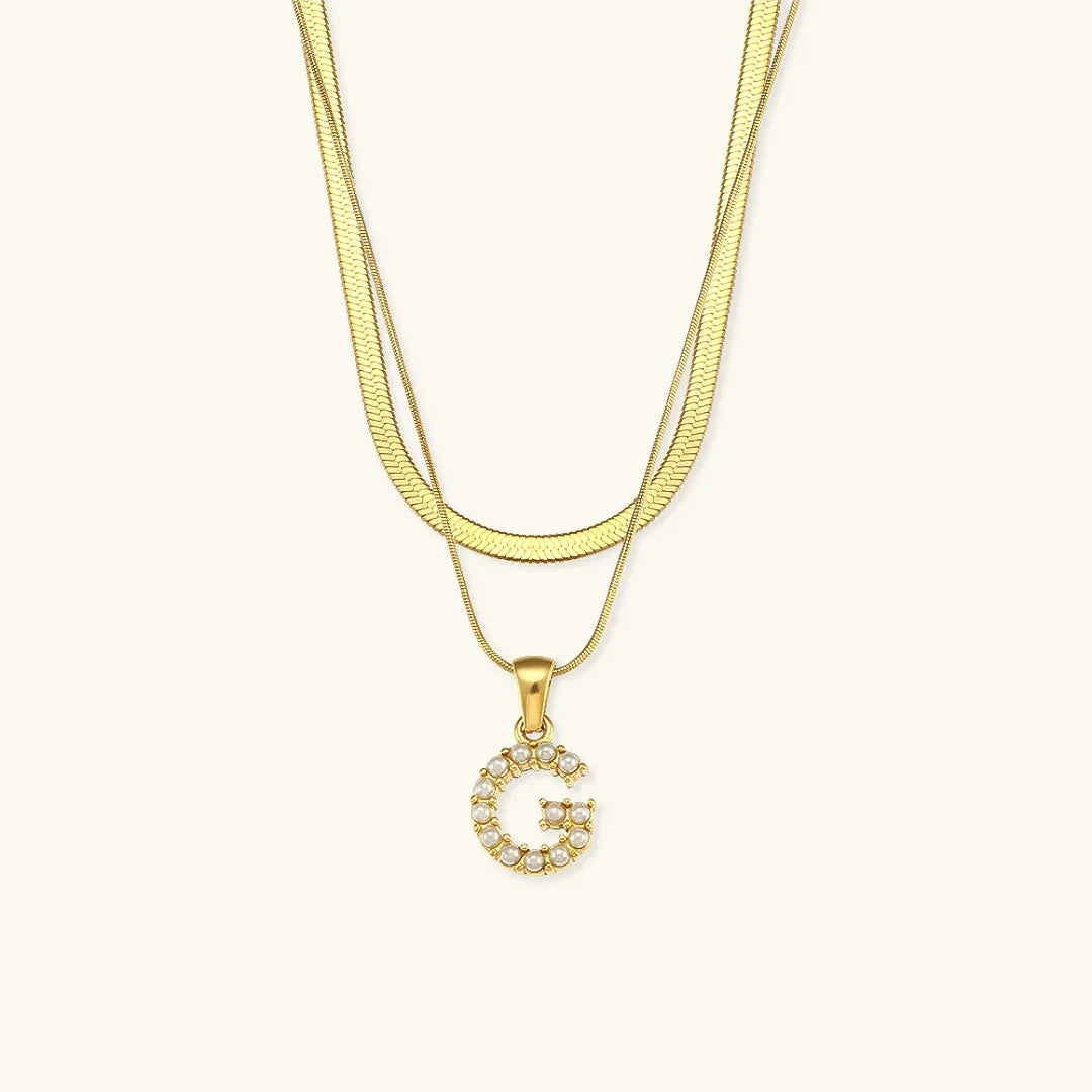 [ElanLuxe]Fiona Layered Gold Initial Letter Necklace