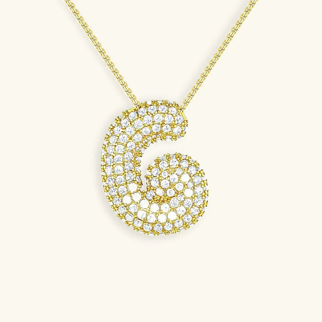 [ElanLuxe]Bubble Initial Diamond Necklace