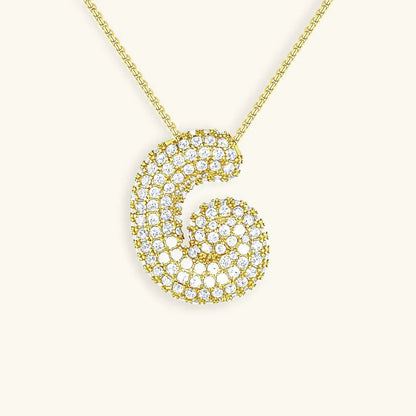 [ElanLuxe]Bubble Initial Diamond Necklace