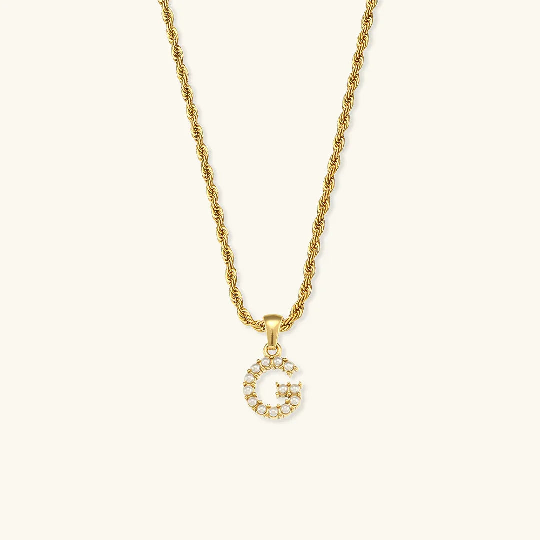 [ElanLuxe]Elodie Initial Letter Pearl Necklace