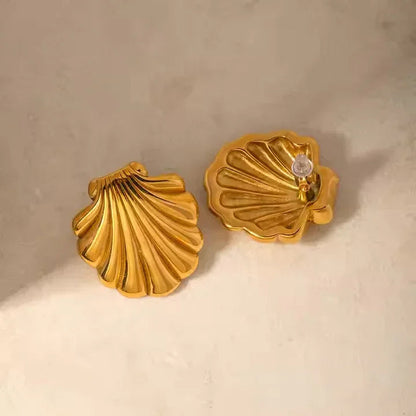 [ElanLuxe]Bayside Gold Seashell Earrings